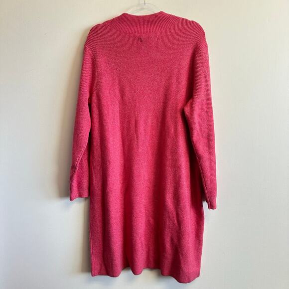 LOFT Plus Pink Ribbed Cotton Blend Sweater Dress Mock Neck Buttons Size 20/22 - Picture 7 of 10